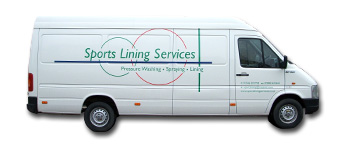 photograph of the Sports Lining Services white company van.